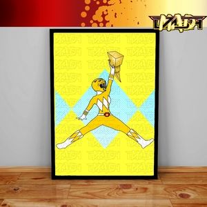 Custom Air Jordan Power Rangers Poster Yellow Ranger Wall Decor Print Poster